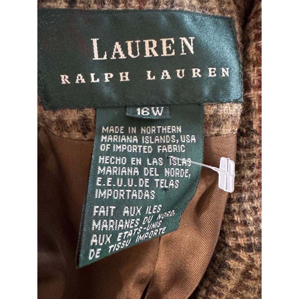 VINTAGE Lauren Ralph Lauren Wool Equestrian Plaid Horse Buttons Jacket SZ 16 - Picture 6 of 7